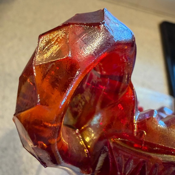 Vtg Westmoreland Ruby Red Sawtooth Point Glass Relish Candy dish - Picture 6 of 6